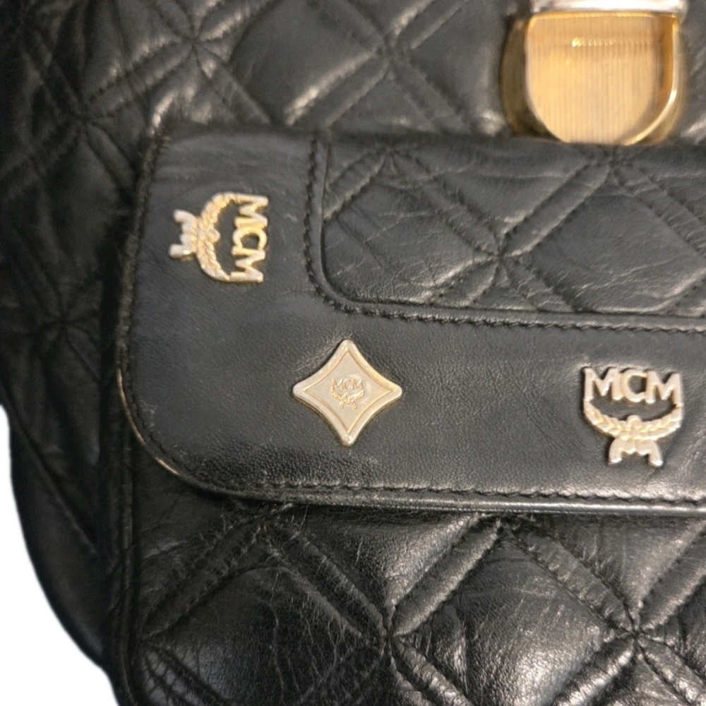 MCM Black Quilted Leather (Unisex) Mini Backpack / Handbag ( GUC) - Picture 4 of 11